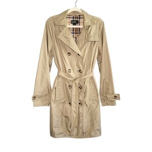 Eddie Bauer Women's Double-Breasted Water Resistant Trench Raincoat Size L Beige